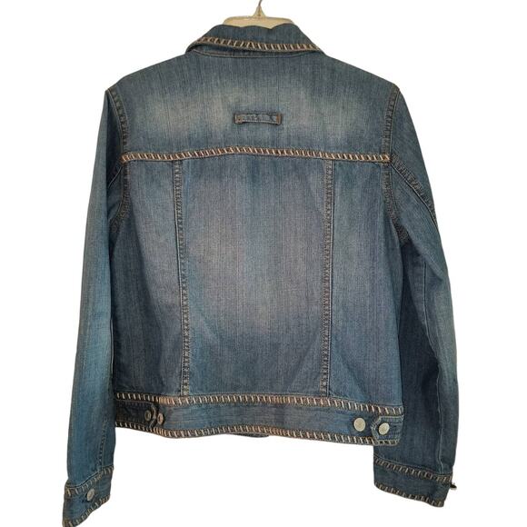 Liz Claiborne Denim Jean Jacket Women's Size L Stitching Button Up Pockets Y2k - Picture 12 of 14
